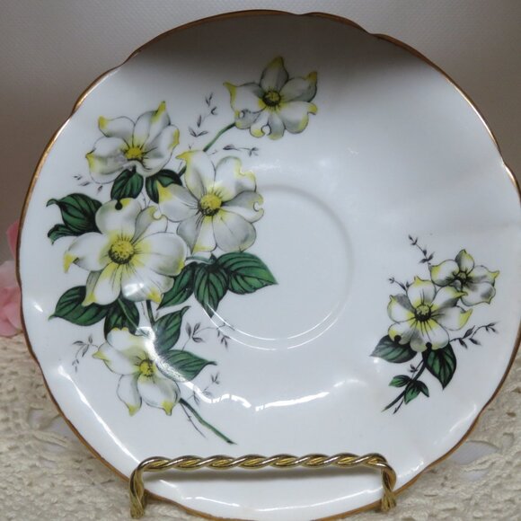 Windsor Ware Bone China Canadian Dogwood Teacup & Saucer Vintage (K648) - Picture 3 of 6